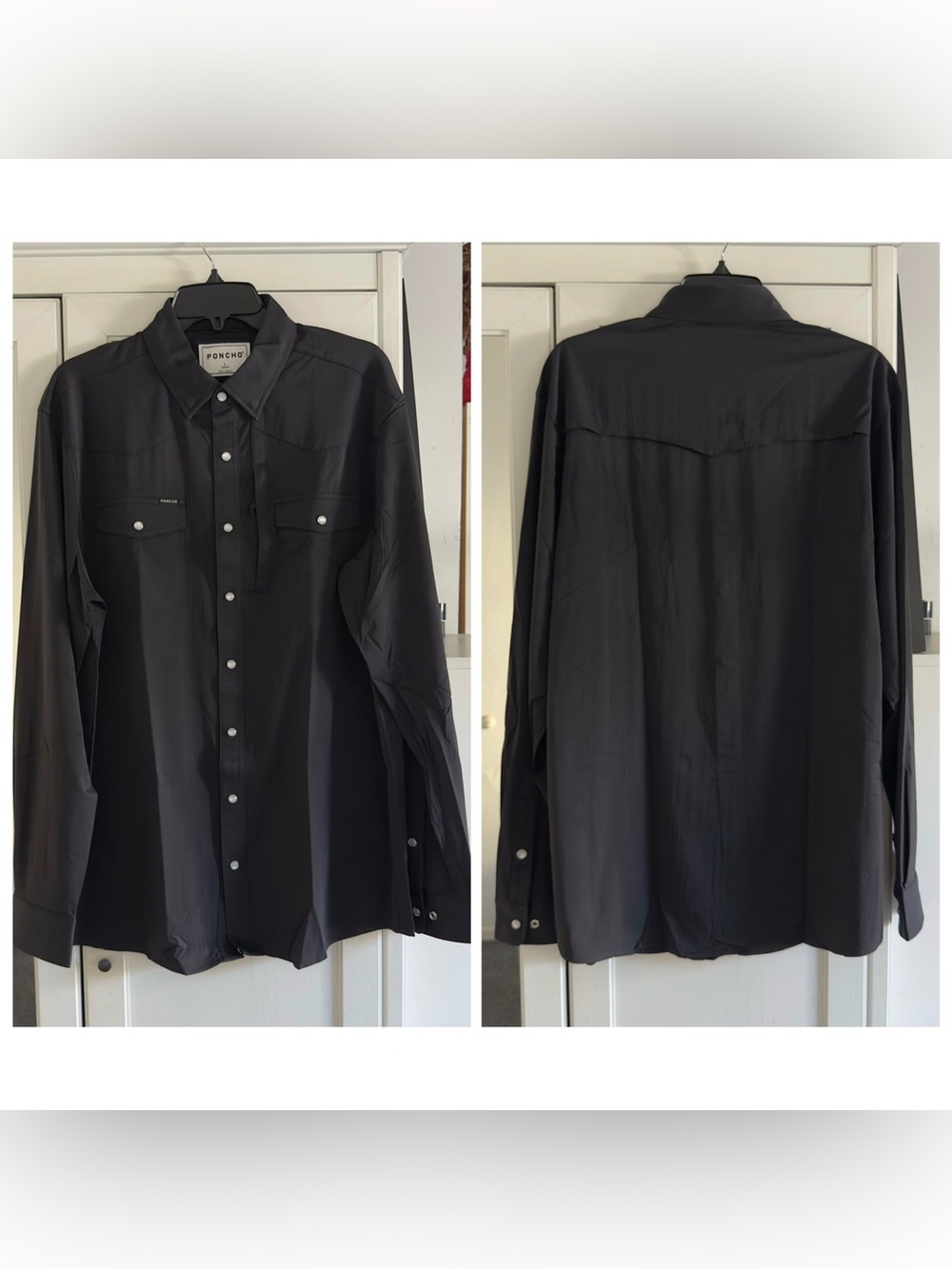 Poncho The Piedras Negras Long Sleeve Shirt in Black Men's Size Large Tall
